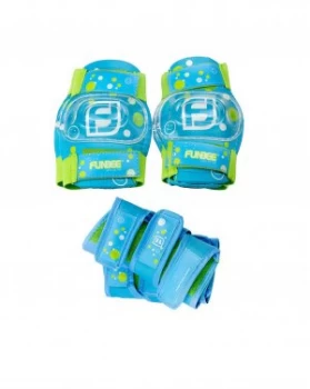 image of Funbee Boys Kid's Activities X-Small/Small Wrist Guards, Elbow Pads and Knee Pads Protection Set - Blue/Green