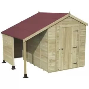 image of Forest Garden Timberdale 6 x 8ft Double Door Apex Shed & Log Store with Assembly