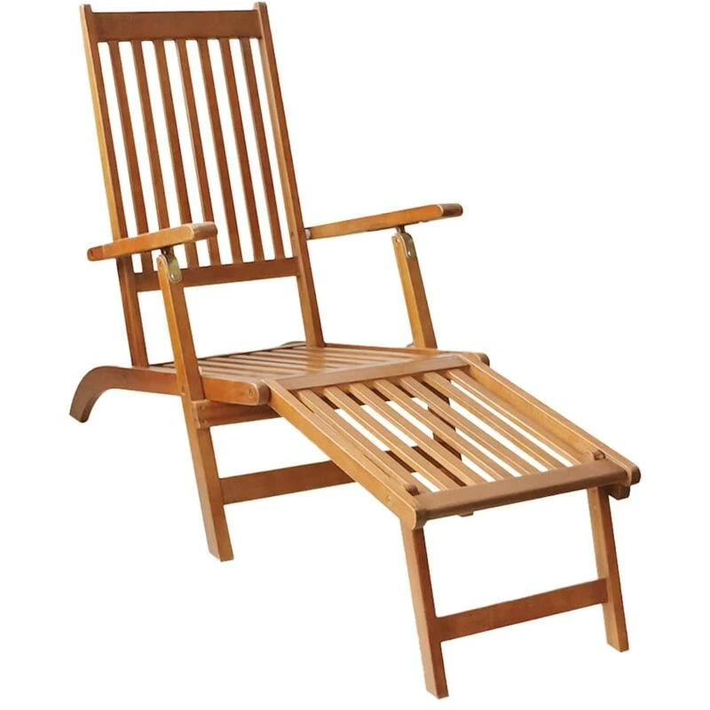 Image of vidaXL Outdoor Deck Chair with Footrest Garden Chair Seat Solid Acacia Wood