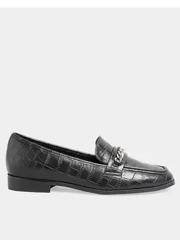 image of Long Tall Sally Hardware Trim Loafer Black Croc, Black, Size 11, Women