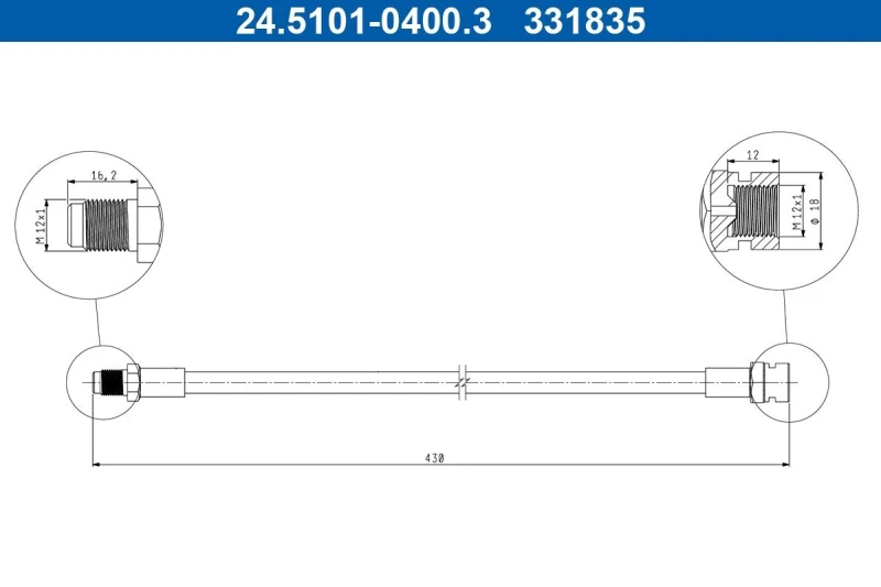 Image of Brake hose ATE 24.5101-0400.3