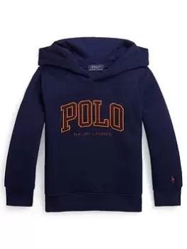 Image of Ralph Lauren Boys Polo Logo Hoodie - French Navy/wine, Navy, Size 12-14 Years=L