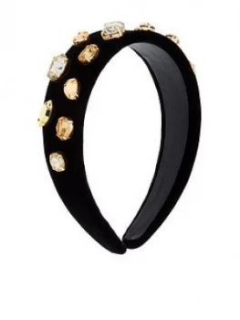 image of Accessorize Gold Jewelled Alice Band - Black