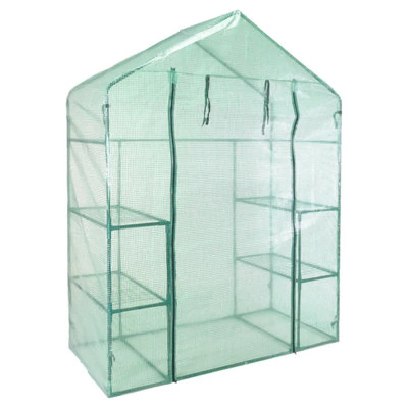 Image of idooka Walk In Greenhouse Garden Plant Grow House Garden Storage Outdoor with Shelving + Roll Up Cover Green unisex