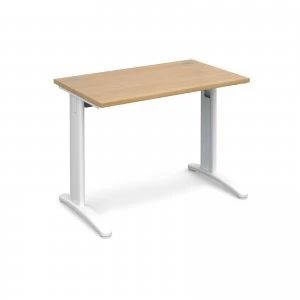 image of TR10 Straight Desk 1000mm x 600mm - White Frame Oak Top