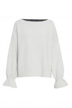 Image of French Connection Elien Fluted Sleeve Textured Jumper Winter White