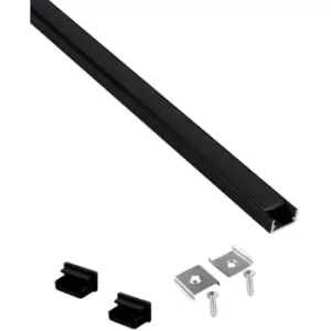 image of Aluminium Profile Black 2m for LED Light Strip with Black Cover - Pack of 1