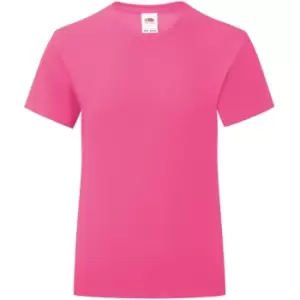 Image of Fruit Of The Loom Girls Iconic T-Shirt (7-8 Years) (Fuchsia Pink)