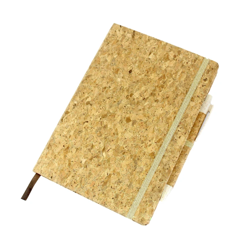 Image of Treat Republic A5 Cork Notebook and Pen with Green Trim White