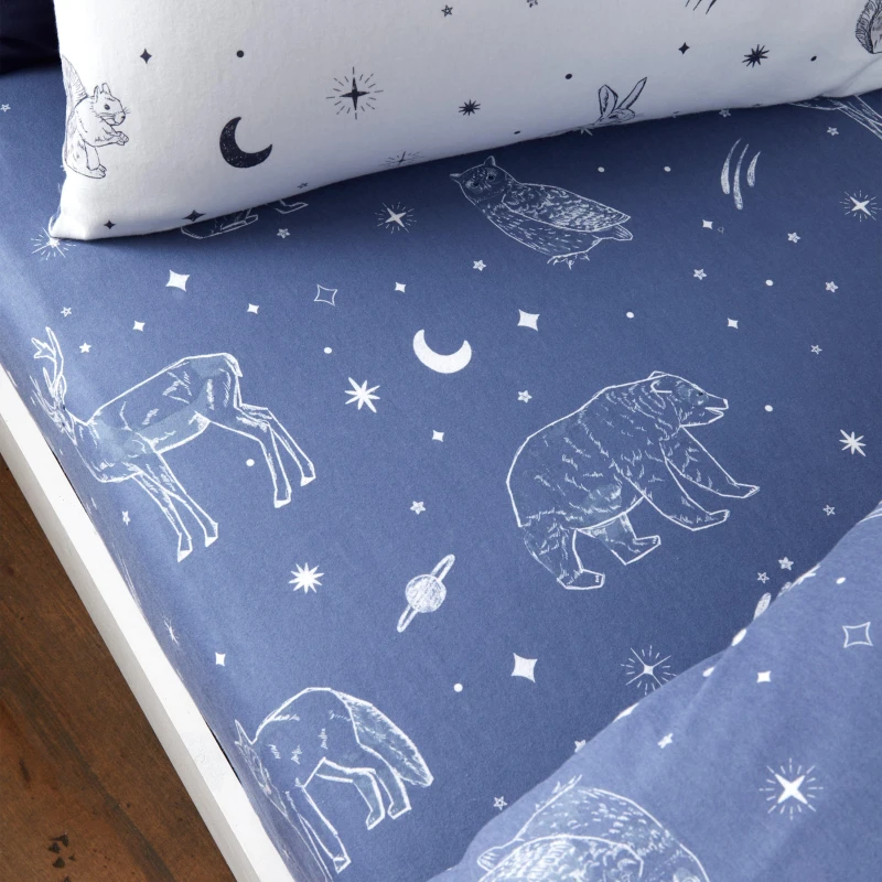 Image of Bianca Starlight 100% Brushed Cotton Fitted Sheet Navy (Blue)