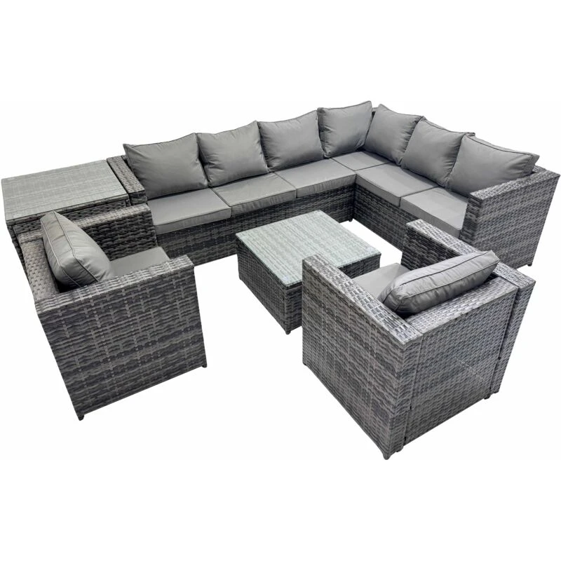 Image of Fimous Garden Furniture Sofa Set with2 Chair Side Table Dark Grey Dark Grey Unisex