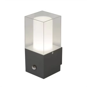 Image of 1 Light Outdoor Sensor Lamp Dark Grey, White IP44, E27