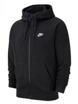 Image of Nike NSW Club Full Zip Hoodie - Black/White, Size XL, Men