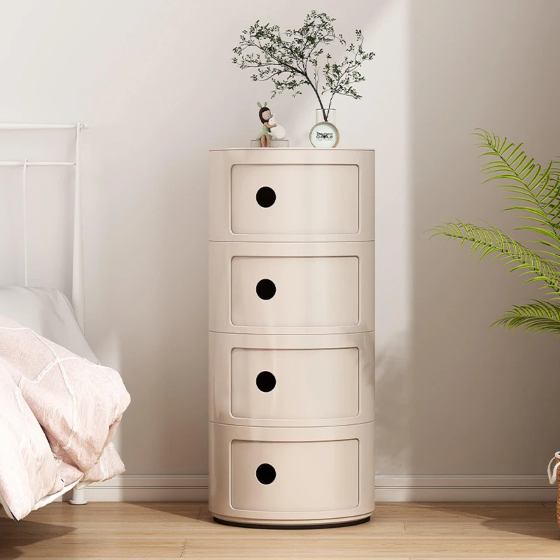 Image of LIFE IDEAS Cylindrical Multi-Tier Plastic Drawer Unit Beige unisex 4 Tier