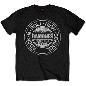 Image of Ramones - Rock 'n Roll High School, Bowery, NYC Unisex Medium T-Shirt - Black