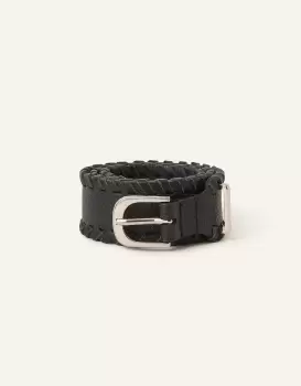 Image of Accessorize Womens Leather Whipstitch Waist Belt Black, Size: L