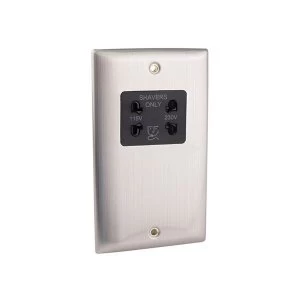 Image of SMJ Dual Voltage Shaver Socket Brushed Steel