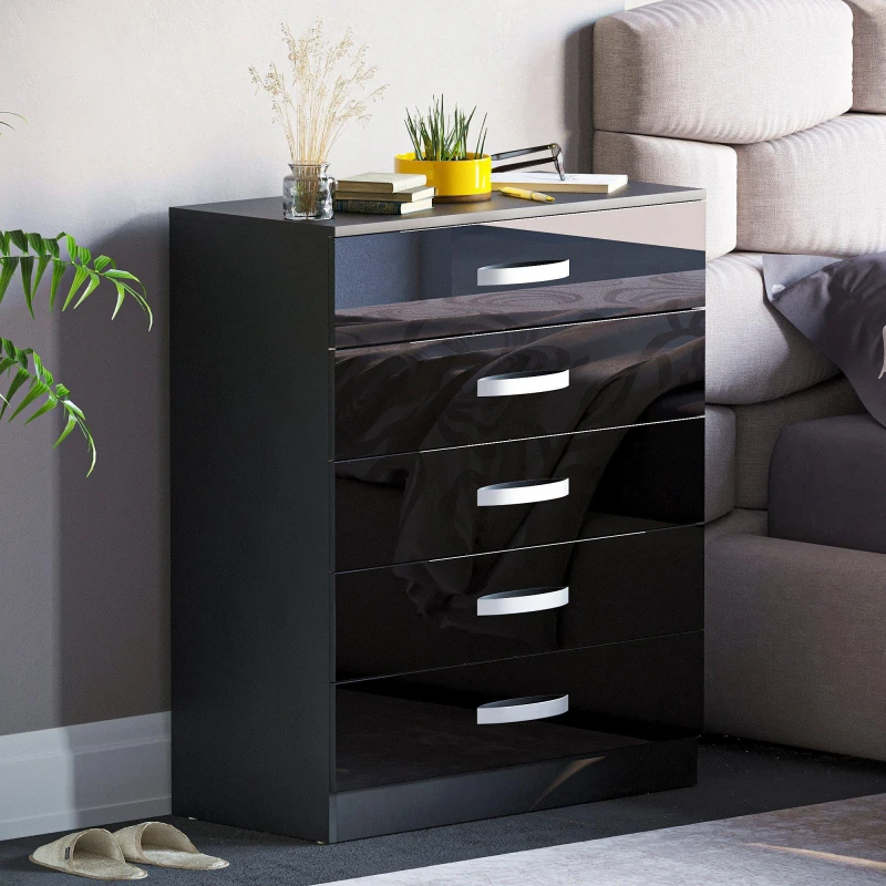 Image of Lassic Vida Designs Hulio 5 Drawer Chest Black unisex 5 Drawers