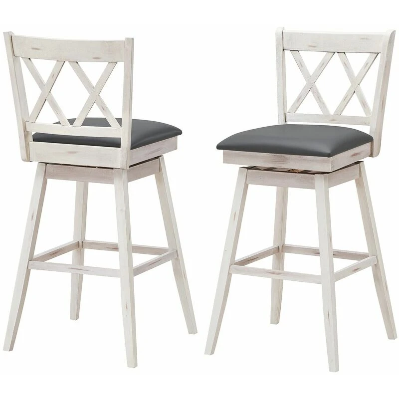 Image of COSTWAY Set of 3 Dining Table Set Extendable Kitchen Table 2 Stools w/ Wine Rack White