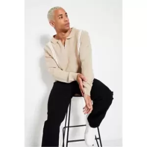 Image of I Saw It First Stripe Knit Polo Shirt - Brown