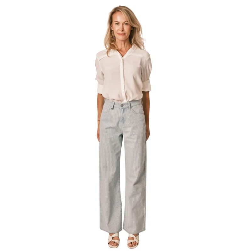 Image of F.A.M. Paris Womens Flared Cotton Jeans F.A.M. Paris Forest Bleu Female S