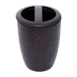 Image of Interiors By Ph Hammered Aluminium Toothbrush Holder - Dark Bronze