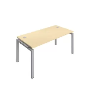 Image of Telescopic Sliding 1 Person Extension Bench with Cable Port and White Frame - 1600mm - Maple