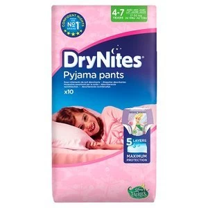 image of Huggies DryNites 4-7 Years Girls Pyjama Pants x 10