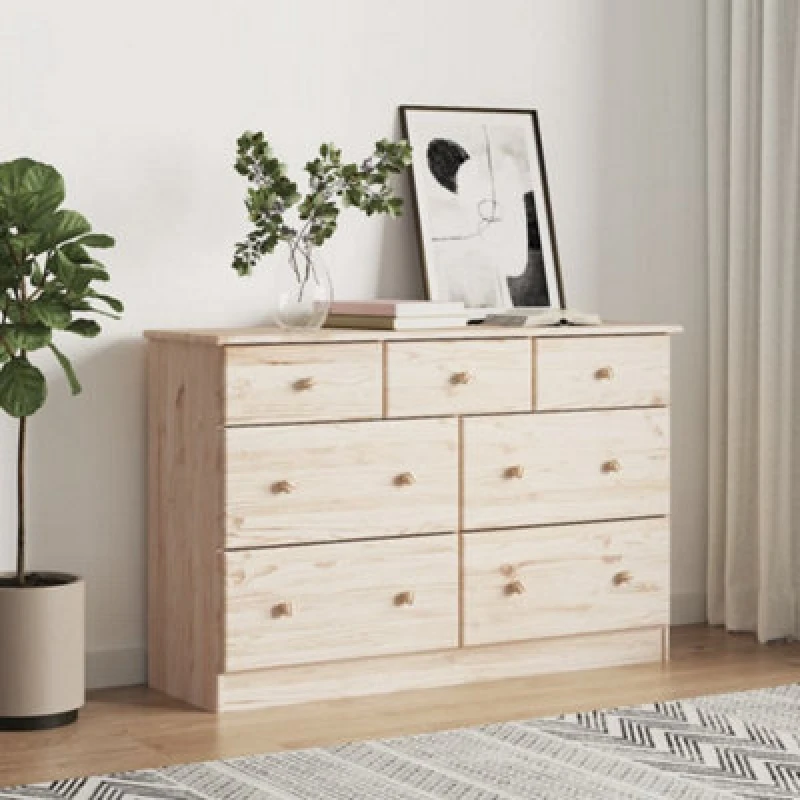 Image of Vidaxl Chest Of Drawers Alta 112X35X73cm Solid Wood Pine, Brown 353919