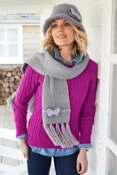 image of Knitted Butterfly Hat and Scarf Set