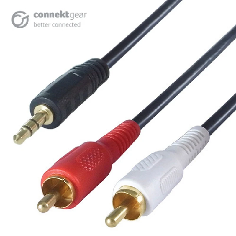 Image of connektgear 15m 3.5mm Stereo to 2 x RCA/Phono Audio Cable - Male to Ma