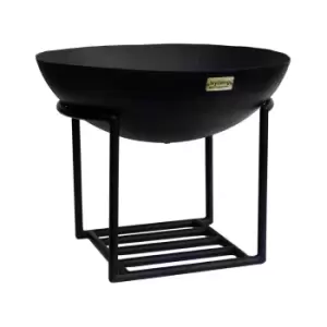 Ivyline Outdoor Cast Iron Fire Pit on Stand in Black Iron