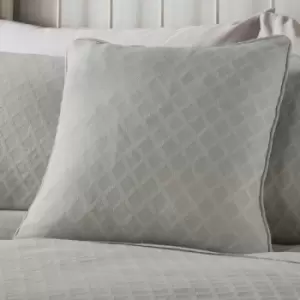 Image of Dreams & Drapes Woven Croma Geometric Jacquard Filled Cushion, Silver, 43 x 43 Cm