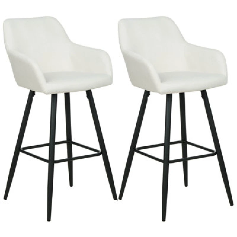 Image of Beliani Set Of 2 Bar Chairs Casmalia Velvet Off-White