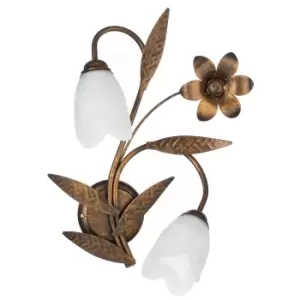 Sonia Flower Design Wall Lamp, Glass Shades, 2x E14