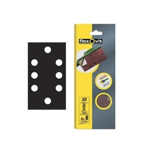 Image of Flexovit 1/3 Sanding Sheets Quick Release Coarse 50 Grit (Pack of 6)
