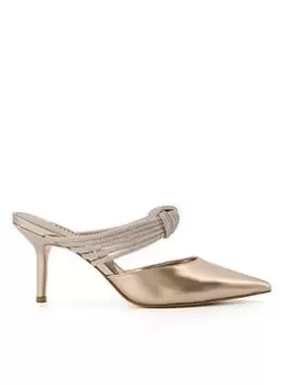 Dune London Croatia Leather Diamante Knot Court, Gold, Size 4, Women