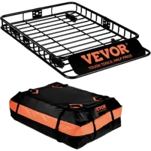 Image of VEVOR Roof Rack Cargo Basket, 130.5 x 91.5 x 12.7cm Rooftop Cargo Carrier w/ 15 Cu Ft Waterproof Cargo Bag, 90 kg Capacity Universal Rack Carrier for
