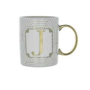 Image of Mug Initial J Patterned Gold