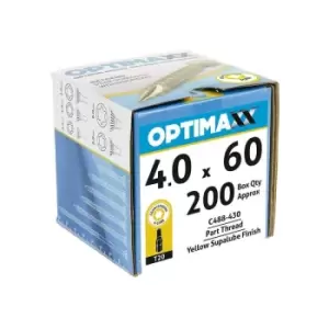 Image of Optimaxx 4 x 60mm Torx Drive Wood Screws - Box of 200 - Yellow