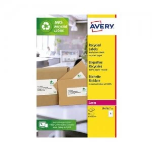 image of Avery Recycled Lever Arch Labels 4 Per Sheet White Pack of 60