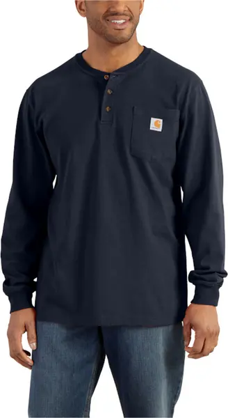 Image of Carhartt Workwear Pocket Henley Longsleeve Shirt, blue, Size M