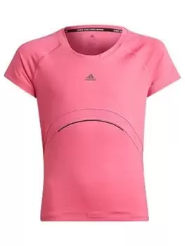 Image of adidas Junior Girls Train Hiit T-Shirt Ss - Bright Pink, Bright Pink, Size 11-12 Years, Women