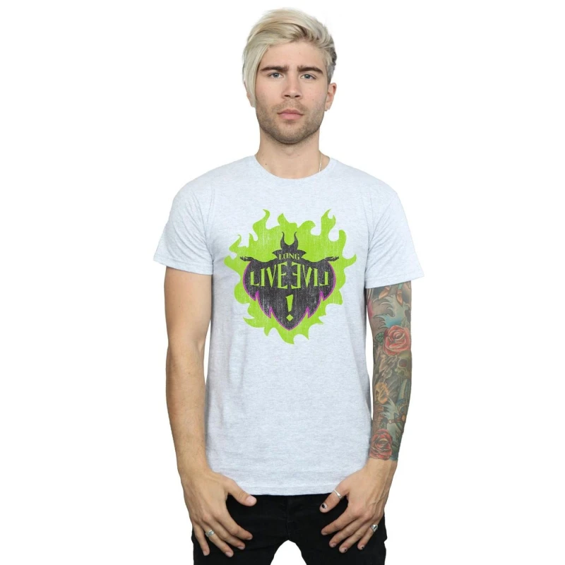 Image of Disney Men The Descendants Maleficent Long Live T-Shirt in Grey Size: Small Grey S Male 5057972011942