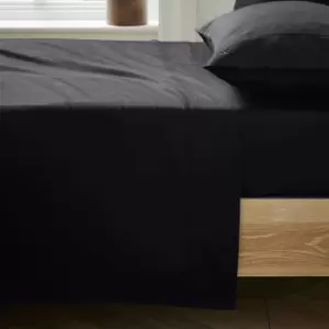 Image of Ted Baker 250 Thread Count Plain Dye Kingsize Flat Sheet, Black