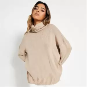 Image of I Saw It First Recycled Roll Neck Oversized Jumper - Brown