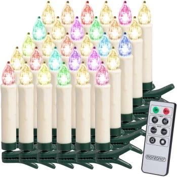 Image of Christmas Tree LED Candles Lights Clip On Fairy String Warm White Decor Battery Flameless Realistic Electronic 30 Pieces / Multicoloured