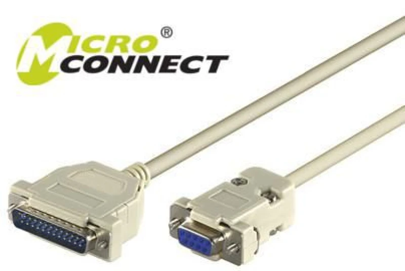 Image of Microconnect IBM029 serial cable Grey 3m DB-9 DB-25