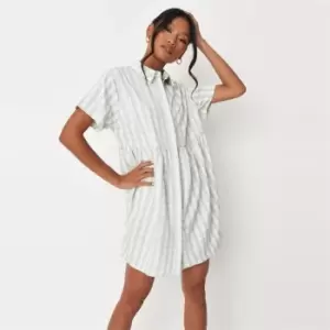 Image of Missguided Petite Shirt Smock Dress Gingham - Green
