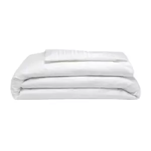 image of Belledorm 540 Thread Count Satin Stripe Duvet Cover Set (Kingsize) (White)